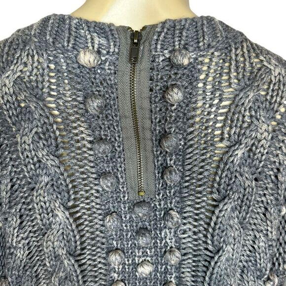 Elizabeth & James Kennedy grey/cream Pom Pom knit sweater large - Picture 5 of 8